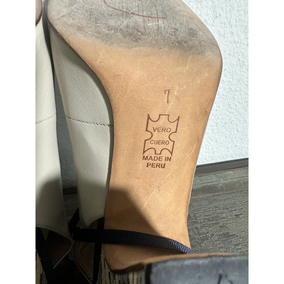 JOHN FLUEVOG Miracles Levitation Cream Blue Tie Heel Luxury Leather Shoes 7 - Picture 8 of 8